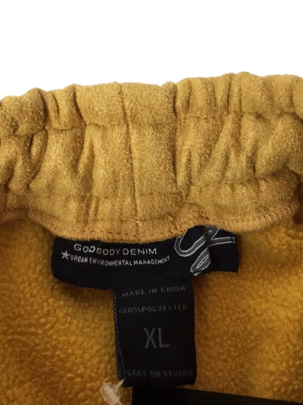 Vtg Godbody Denim NWT Banger Gold Velour Jogger Track Pants Quilted XL Embossed